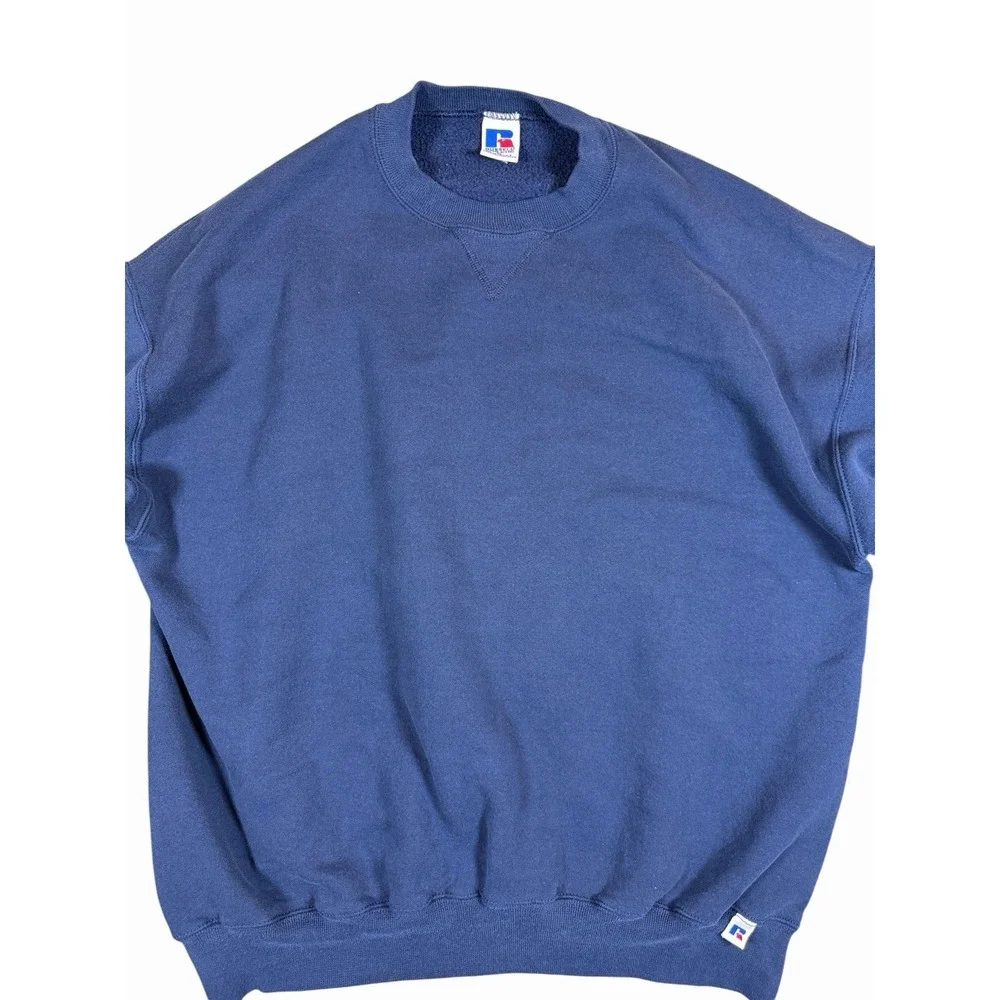 Vintage Russell Athletic Sweatshirt Mens XL Blue Crewneck USA Made 90s Blank